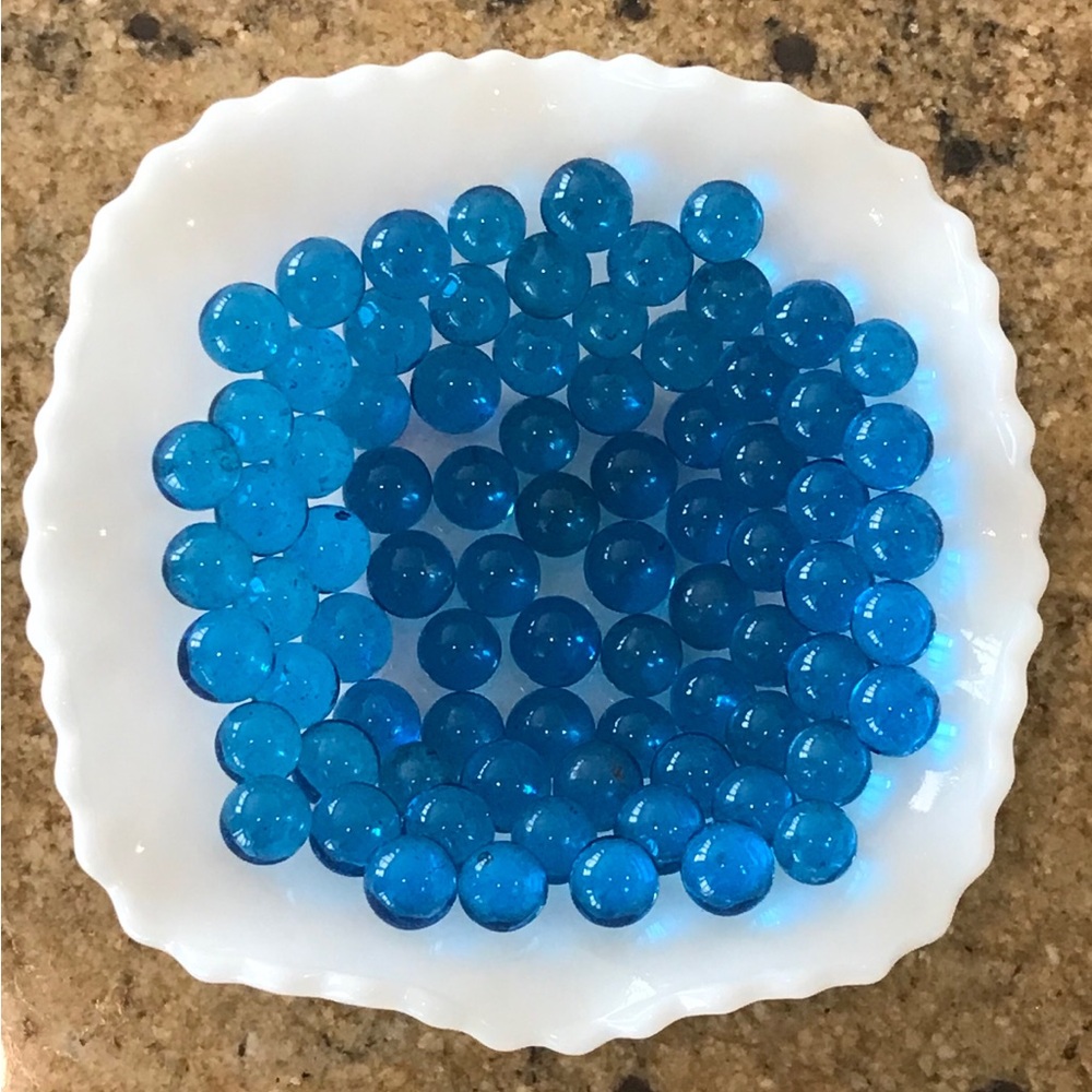 Vintage Blue Glass Marbles Lot of 80